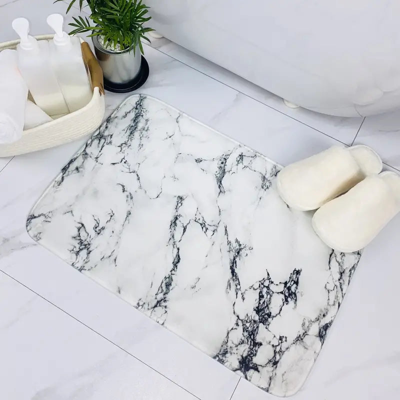 Marble Indoor Mat - Modern Soft Bathroom Decor 15.75x23.62in