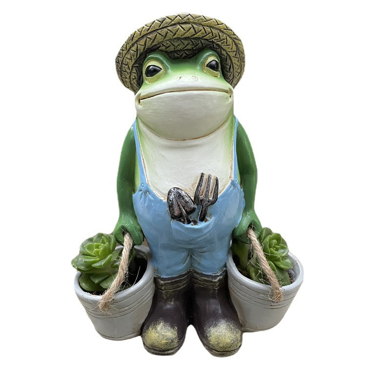 Resin Funny Frog Garden Statue for Outdoor Decor