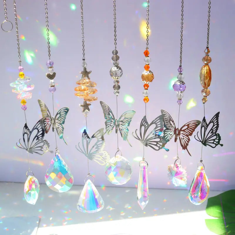 Colorful Crystal Butterfly Suncatcher Pendant for Decor