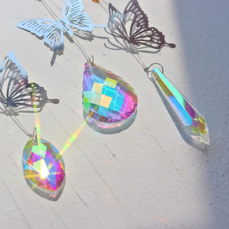 Colorful Crystal Butterfly Suncatcher Pendant for Decor