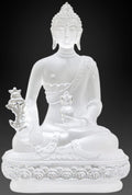 Houlu Small Crystal Medicine Buddha Statue for Indoor Home Decor 4.33 in Liuli Crystal Healing Buddha Figurine for Health - Clear