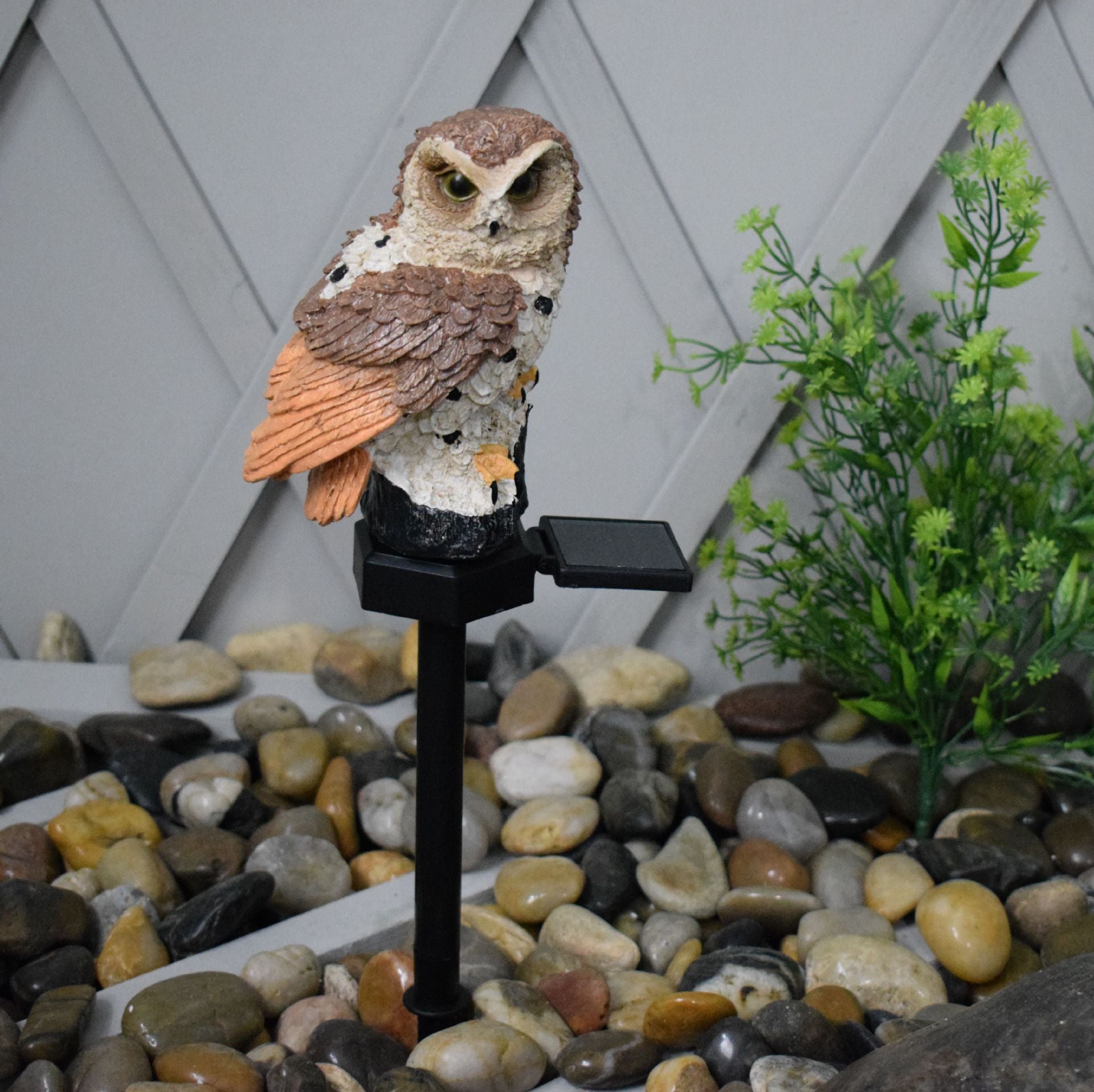 Solar Owl Garden Stake Light - Resin Outdoor Decor