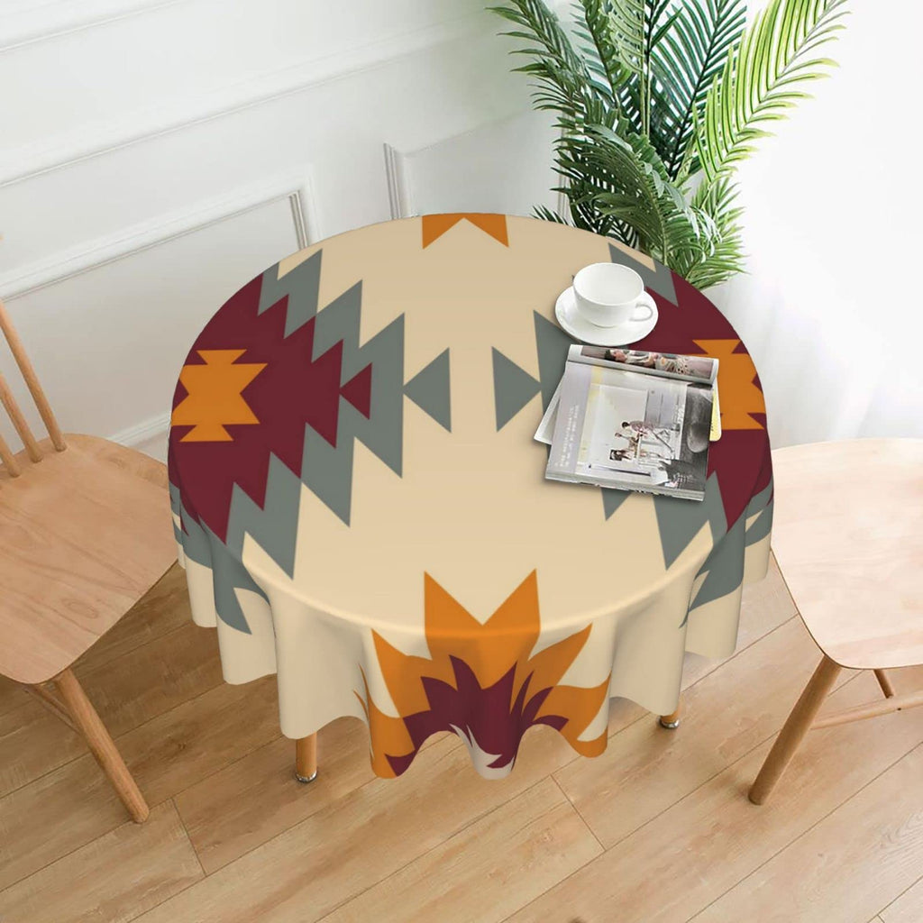 Southwestern Native American Navajo Tablecloth Round 60" Ethnic Tribal Geometric Decorative Table Cover for Party Picnic Dining Room Kitchen Indoor Outdoor Table Cloth Home Decor