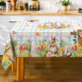 Unibyby Easter Tablecloth Easter Table Cloth Rectangle 60 x 84 with Bunny and Eggs Easter Oblong Tablecloth Buffalo Check Plaid Kitchen Table Cover for Dining Room Tulips Floral Indoor Decor