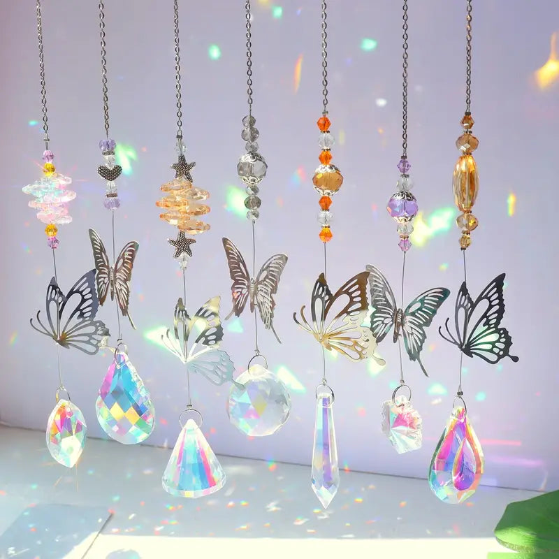 Colorful Crystal Butterfly Suncatcher Pendant for Decor