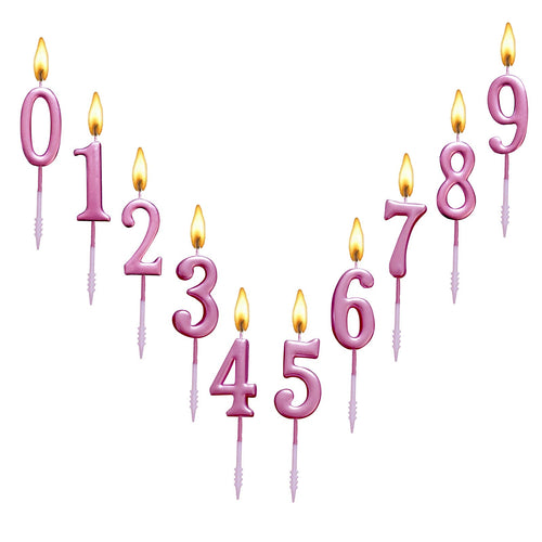 10 Pieces Birthday Numeral Candles Cake Numeral Candles Birthday Cake Candles for Kids Adults Number 0-9 Cake Topper Decoration for Birthday Wedding PartyRose Gold