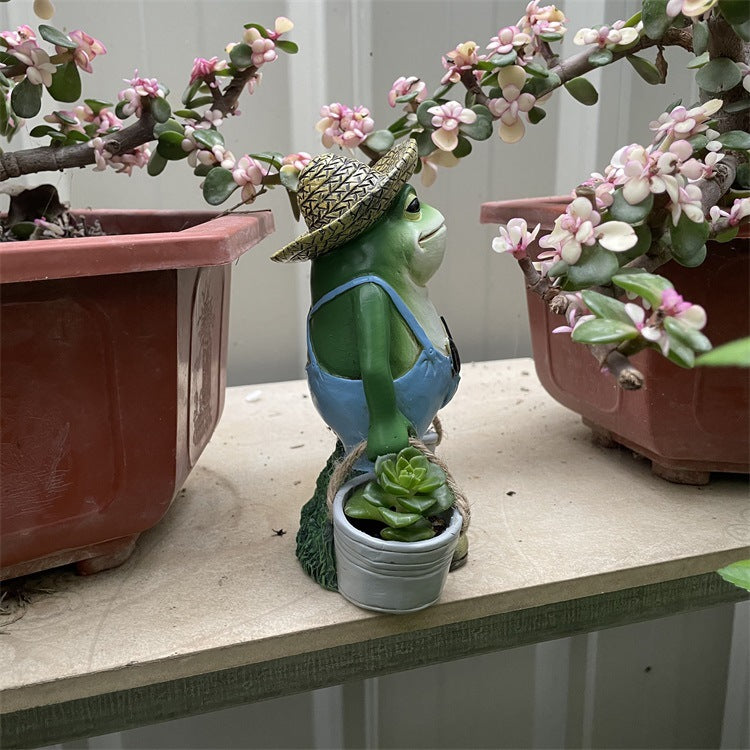 Resin Funny Frog Garden Statue for Outdoor Decor