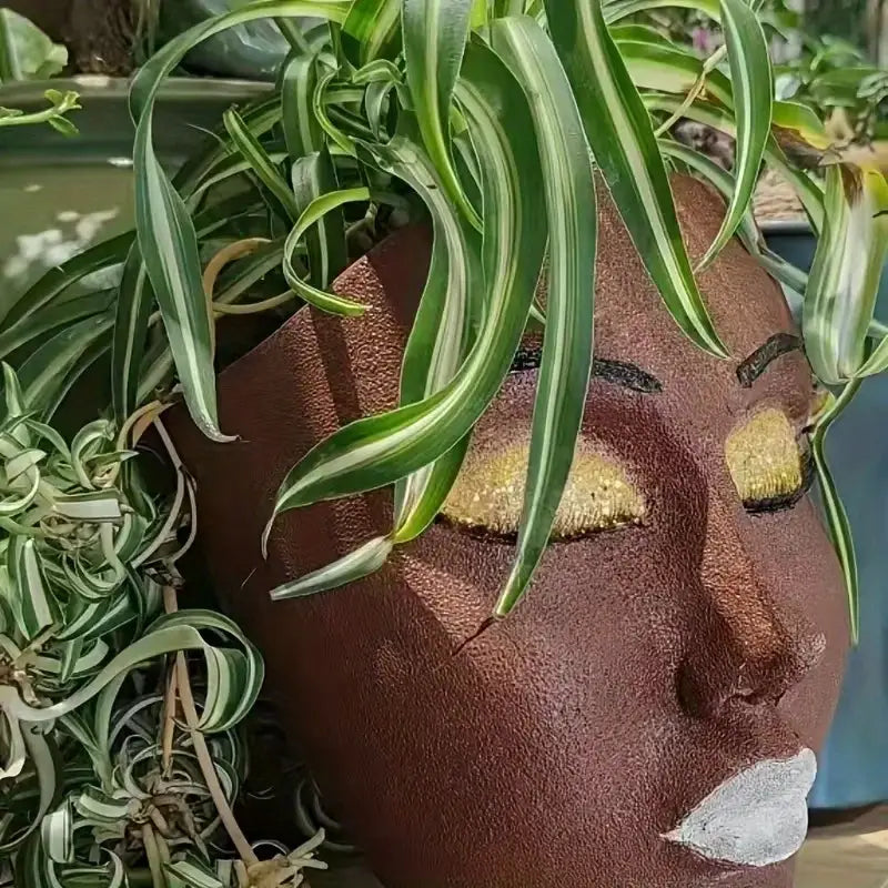 Resin Face Planter Pot for Indoor and Outdoor Decor