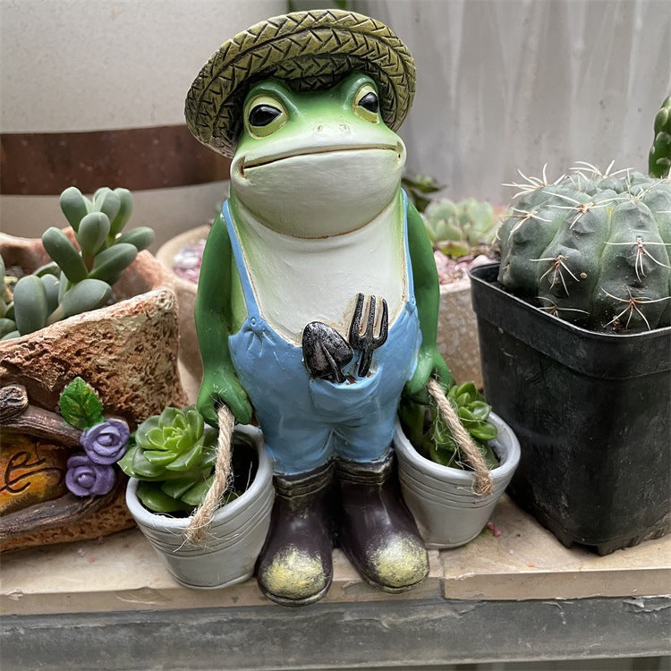 Resin Funny Frog Garden Statue for Outdoor Decor