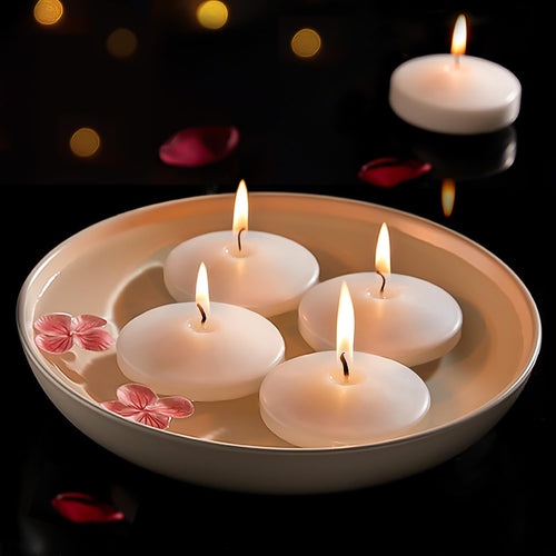 Ashlux White Floating Candles 3 inch 36 Pack Floating Candles 10 Hours Burn Clean & Unscented Floating Candles for for Valentines DayRomantic NightWeddingProposal Anniversary Decorations