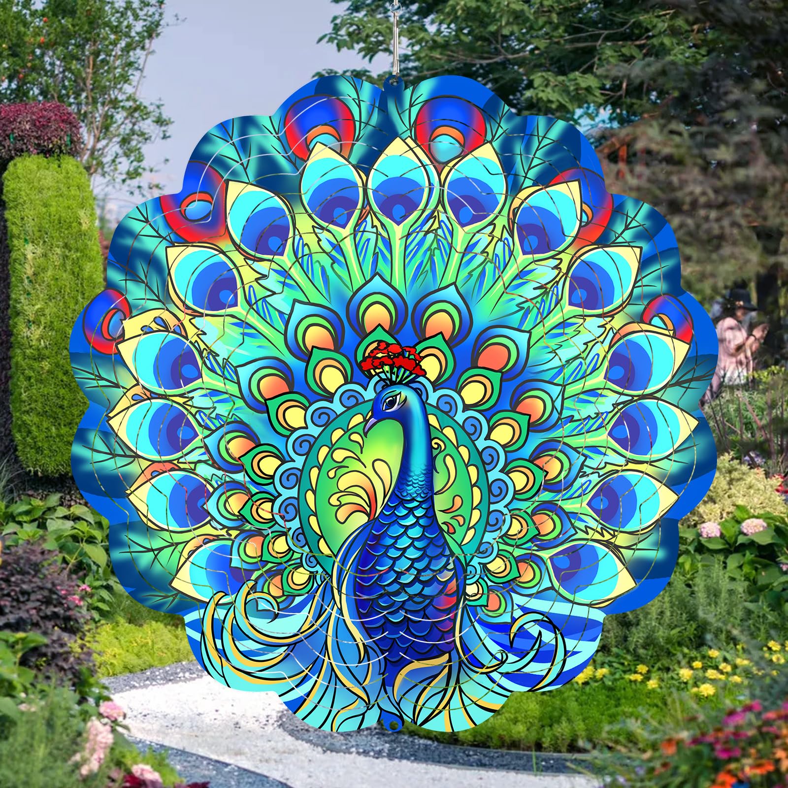 Peacock Wind Spinners Metal Peacock Gifts for Mom Women Grandma12inch Hanging Wind Spinner for Outdoor&Indoor Decor Wind Kinetic Christmas Ornament Gifts for Yard Garden Decoration