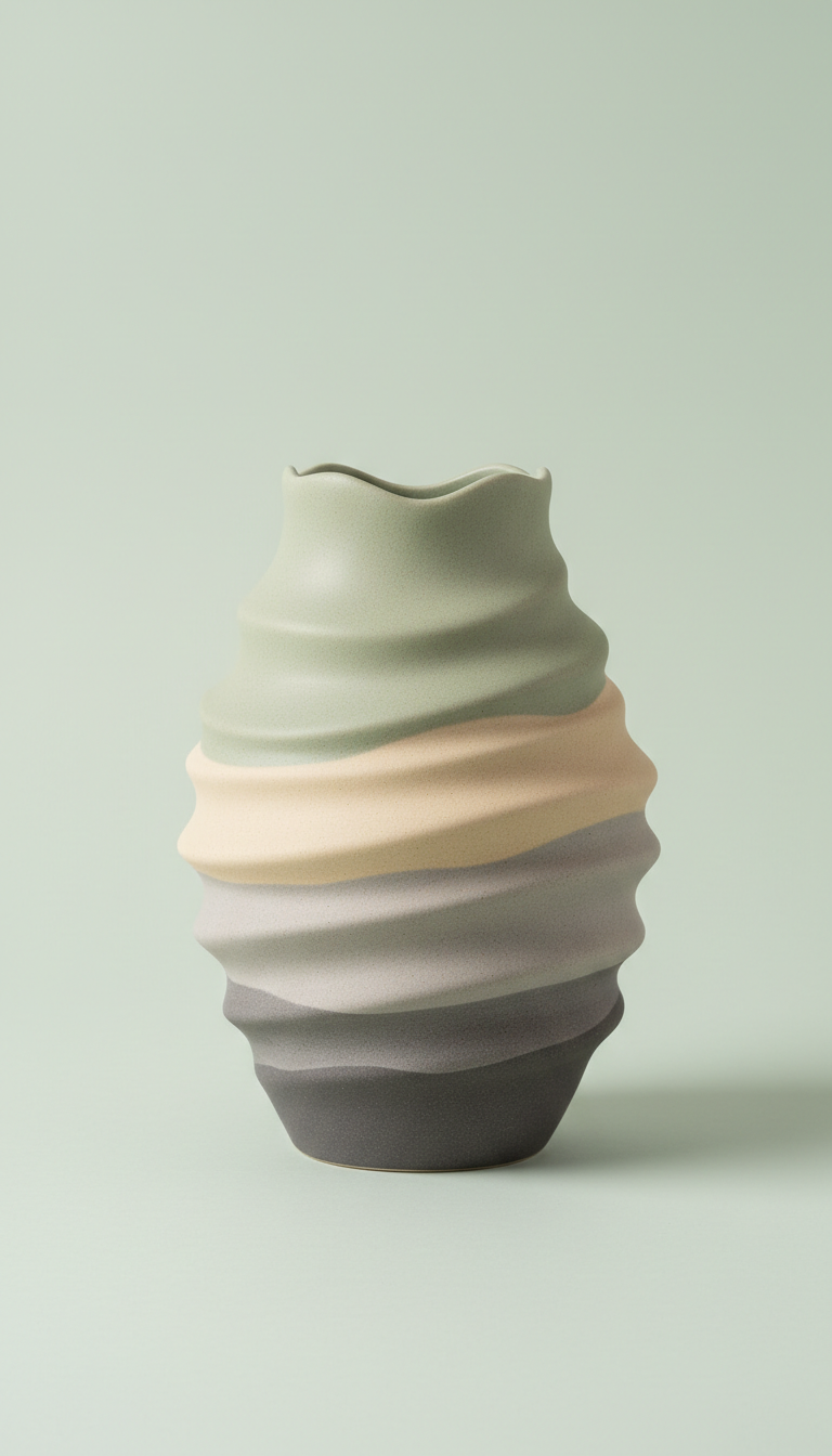 Ceramic ripple vase with matte glaze