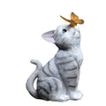 Outdoor Solar Cat Butterfly Statue for Garden Decor