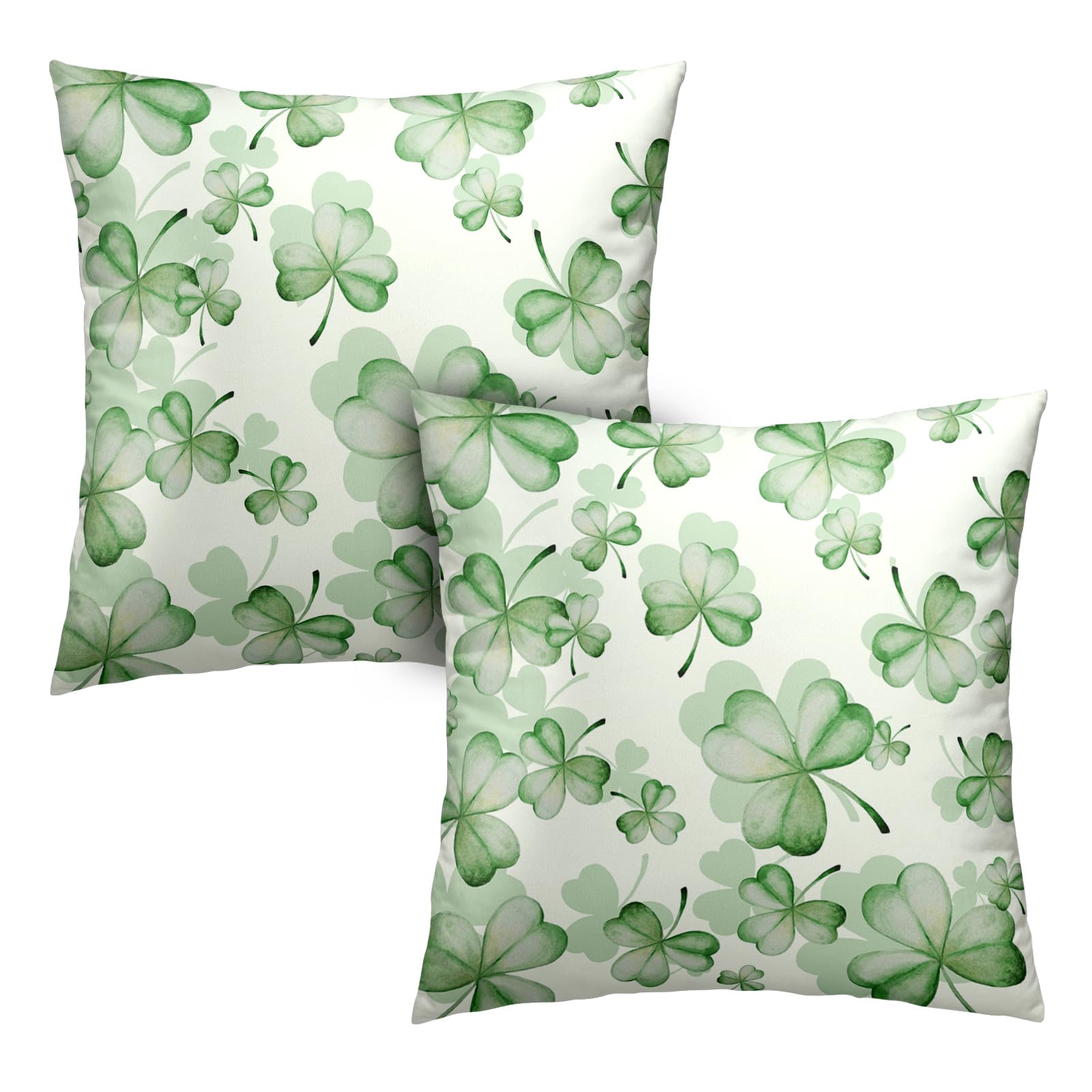 Kwlegh Spring Pillow Covers 20x20 Green Shamrock Pillows Cushion Cases Set of 2 Lucky Clover Decor Pillow Cases March Decorations for Indoor Living Room Couch