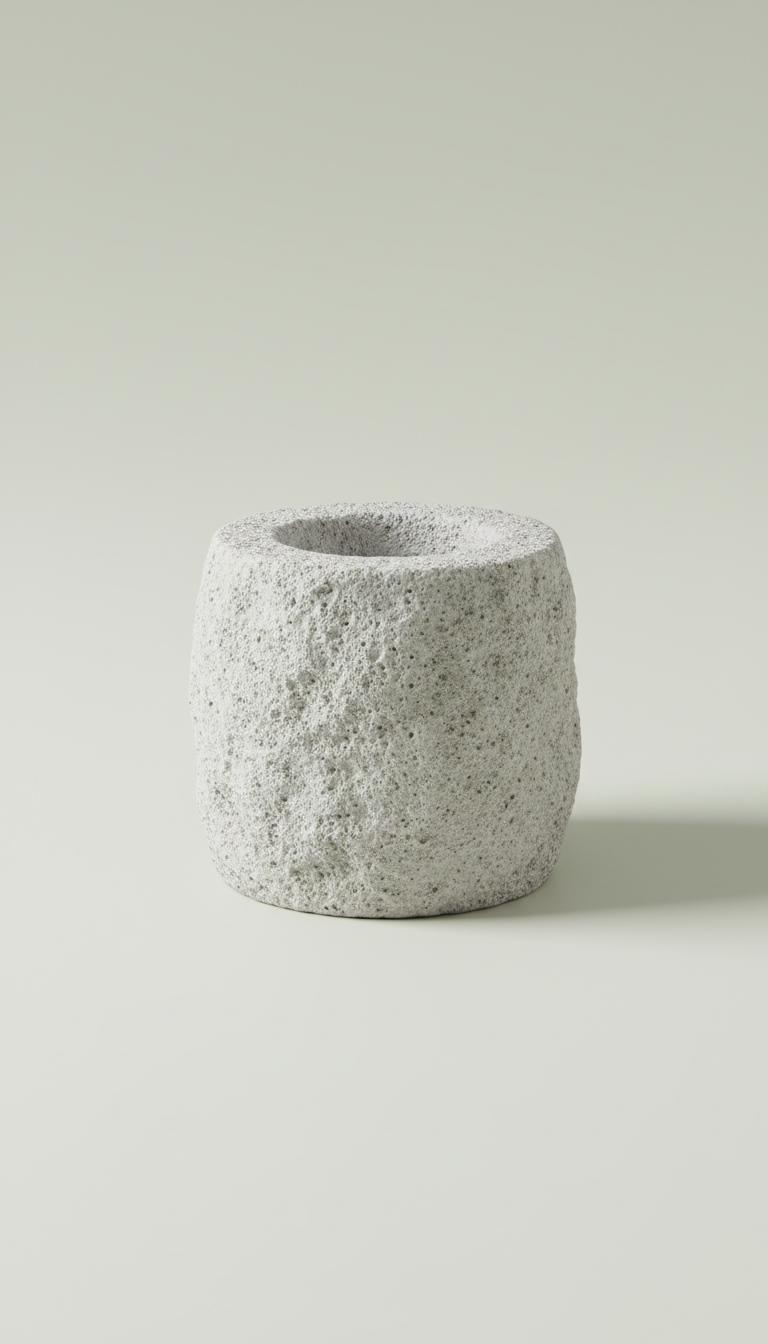 Misted stone candle holder with frosted finish