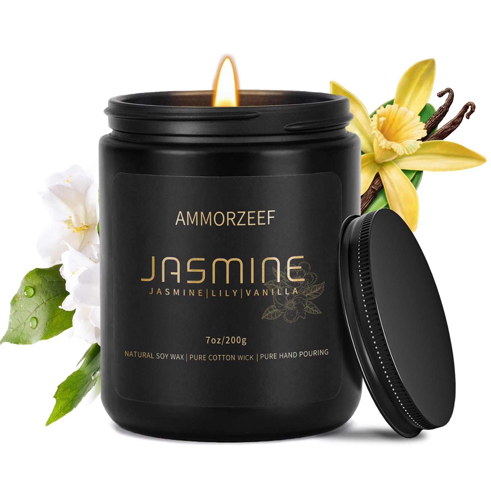 AMMORZEEF Extra Strong Scented Candles for Men and WomenJasmine Candles for Home ScentedSoy Candles for Home|Long Lasting Candle Burn Time 50 Hours
