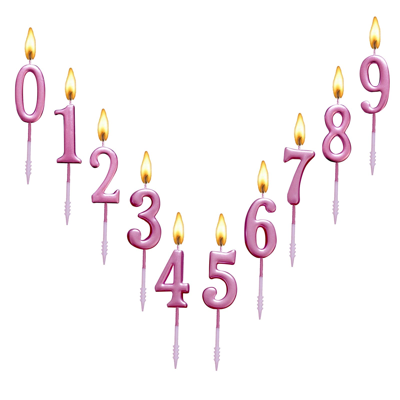 10 Pieces Birthday Numeral Candles Cake Numeral Candles Birthday Cake Candles for Kids Adults Number 0-9 Cake Topper Decoration for Birthday Wedding PartyRose Gold