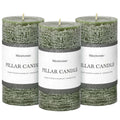 3x6 Inch Moss Green Pillar Candles Set of 3 - Unscented Spring Candles Long Clean Burning Large Big Candles Smokeless Dripless Candles for Spring Home Decor Dinner Table Bathroom Rustic Decor
