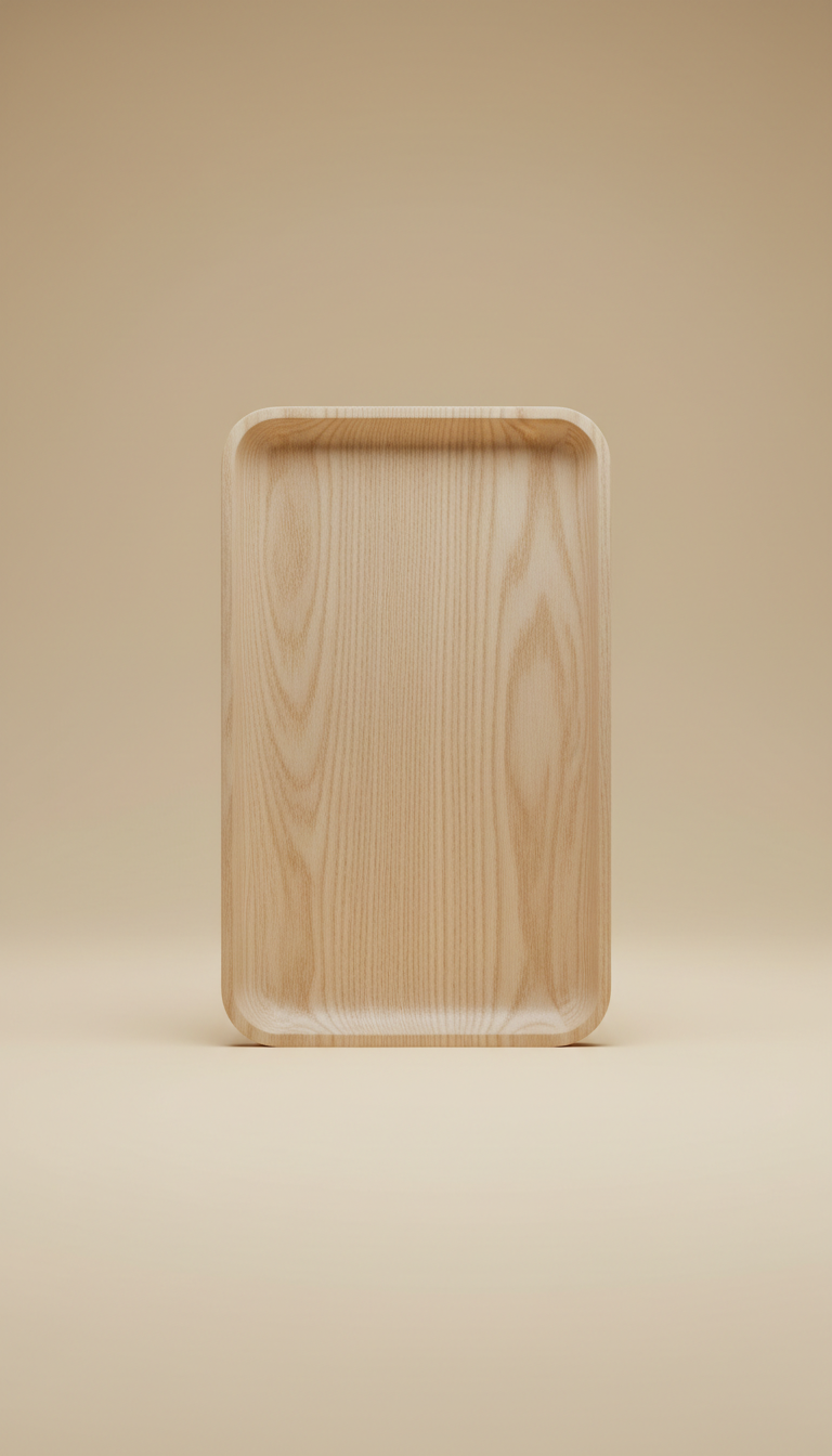 Ash wood tray with beveled edge