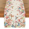 Artoid Mode Flowers Bird Butterfly Spring Table Runner Seasonal Kitchen Dining Table Decoration for Home Party Decor 13x36 Inch